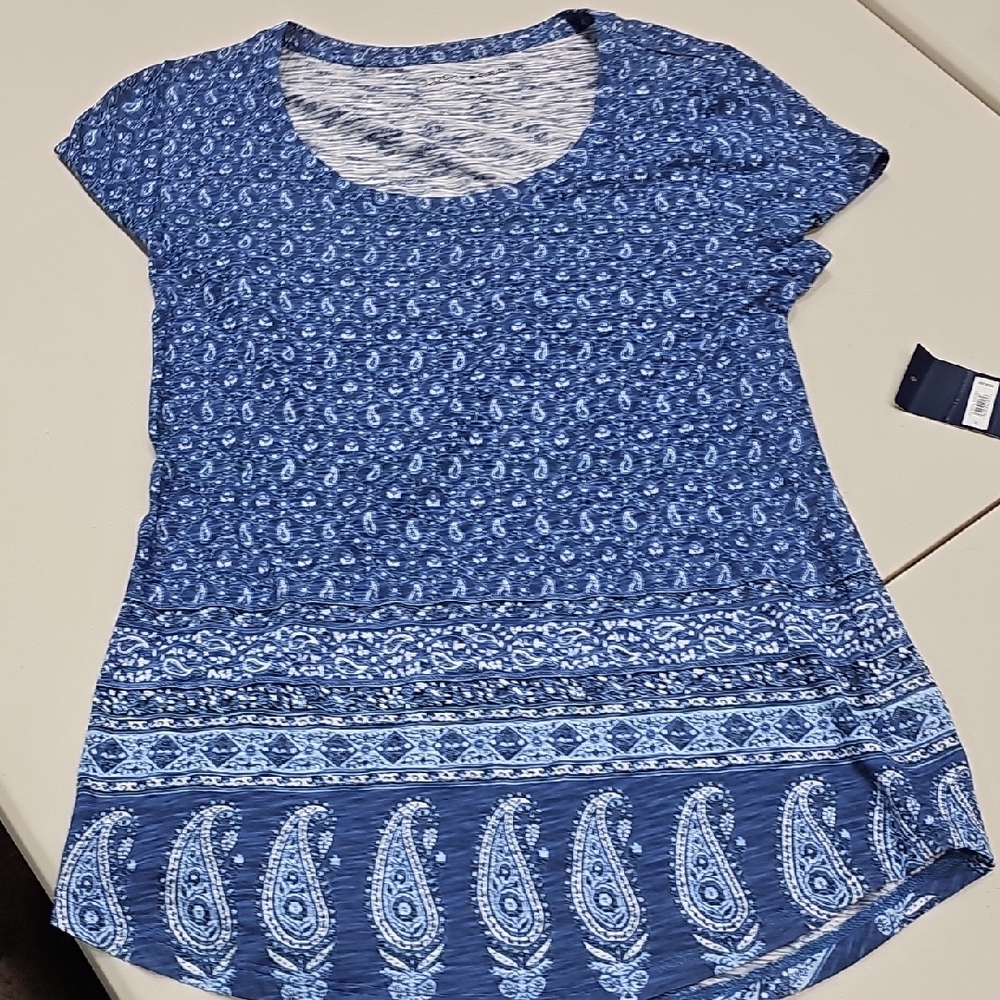 Lucky Brand Fitted Blue Short Sleeve Tee